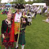 Mayor of Sleaford Coun Linda Edwards-Shea and Town Crier John Griffiths open the King's Coronation event in Sleaford.