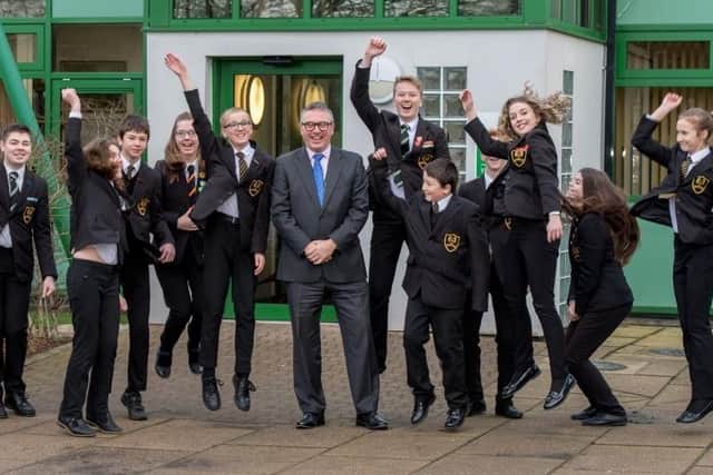 Banovallum headteacher Grant Edgar with pupils.