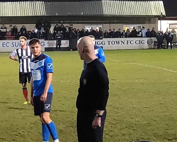 Liam Adams from the Lincs Senior Trophy semi-final win against Brigg Town