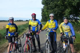 Left to right Gainsborough Aegir Cycling Club members, Maxine Downes, Barry Markham, Geoff Garner and Trevor Halstead heading towards Laughton Woods on Carr Lane.