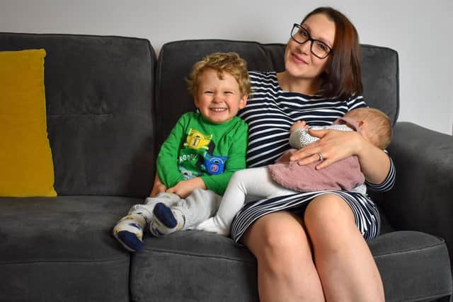 Amy Eastwood and her two children