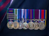 Medals on a veteran in Blackpool, Lancashire during a ceremony to mark the 40th anniversary of the Falklands War. Picture date: Sunday June 12, 2022.