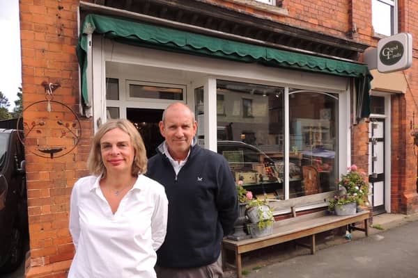 Emma Whitton and Paul Mawditt outside their Good Finds business in Heckington High Street.