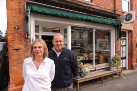 Emma Whitton and Paul Mawditt outside their Good Finds business in Heckington High Street.