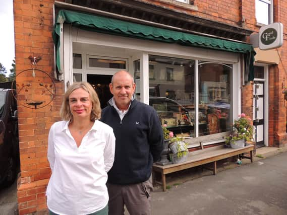 Emma Whitton and Paul Mawditt outside their Good Finds business in Heckington High Street.