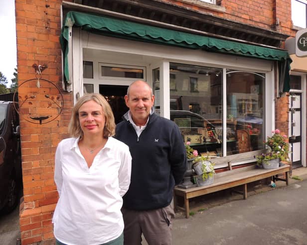 Emma Whitton and Paul Mawditt outside their Good Finds business in Heckington High Street.