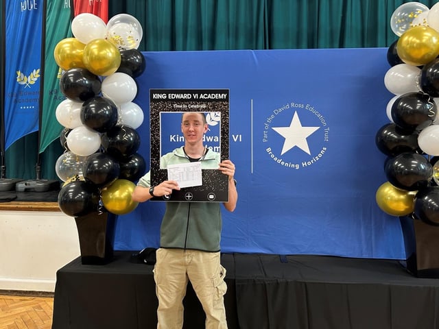 Logan with his results from KEVI, in Spilsby.