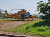 Air Ambulance at the scene of the accident.