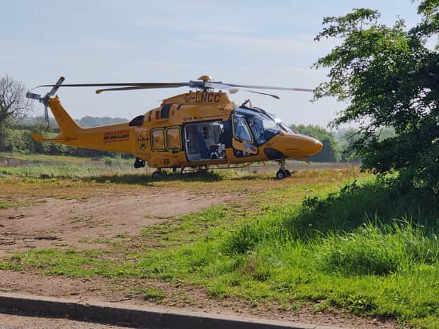 Air Ambulance at the scene of the accident.
