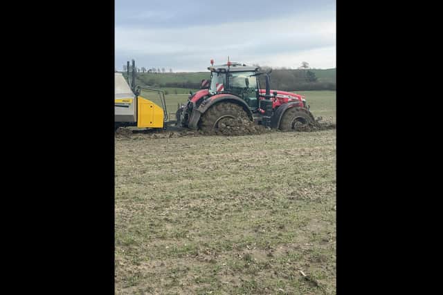 Stuck in the mud ... Challenging farming conditions in Lincolnshire, as shared online by Lincoln's Lee Mason.