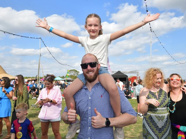 Thumbs up for the Rand Festival from dad Craig Bell and his happy nine-year-old daughter, Sophie Bell, of Lincoln.