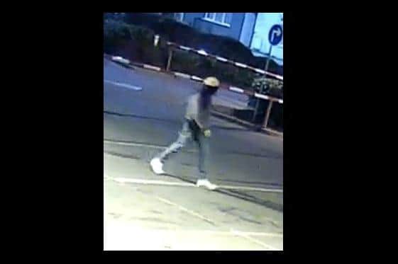 Police have released this image following reports of a man using a hammer to smash windows at Boston's Aldi supermarket.