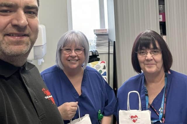 Co- Founder Lee Lewis with hospital staff at Lincoln County Hospital