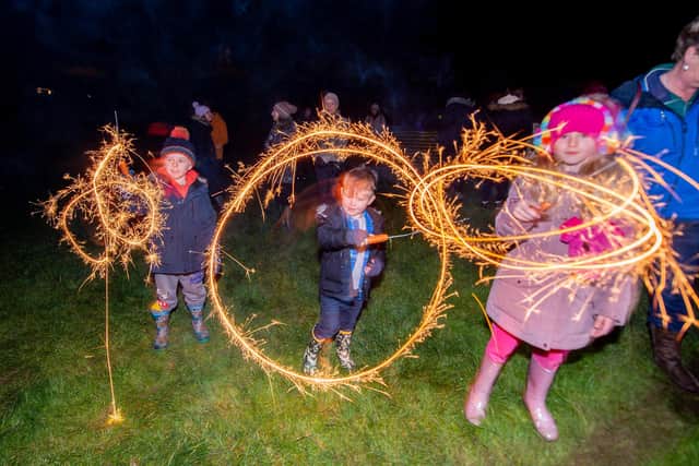 Sparkler fun for Harry Mellor, 6, Oscar Benson-Byles, 4, and Olivia Mellor, 9.