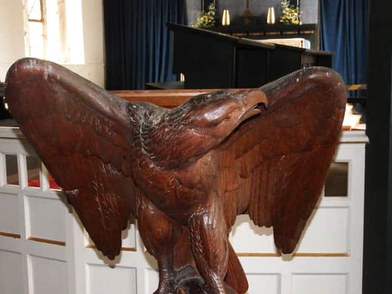 The eagle lectern stolen from St Swithin's church.