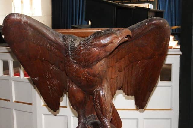 The eagle lectern stolen from St Swithin's church.