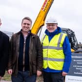 Councillors Colin Davie, Tom Dyer and William Gray, of Lincolnshire County Council, on site as work begins on the creation of Hornbeam Business Park in Horncastle. (PHOTO BY: Lincolnshire County Council).