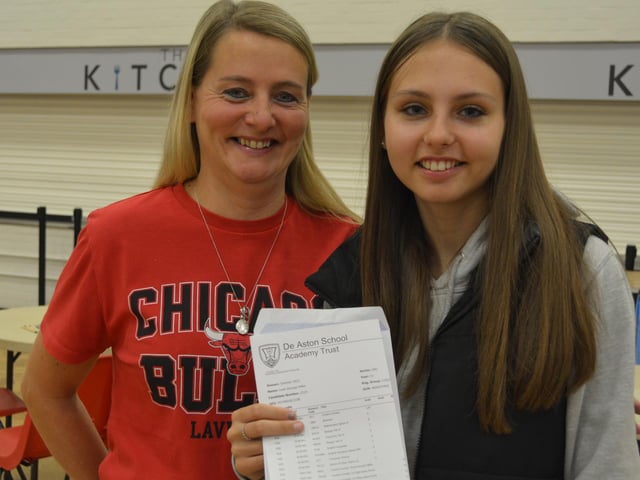 All smiles from Leah Miller and mum Mandie Smith. Leah says she likes the school and the teachers which is why she is staying at De Aston to study for her A-levels in Maths, Physics and Biology.