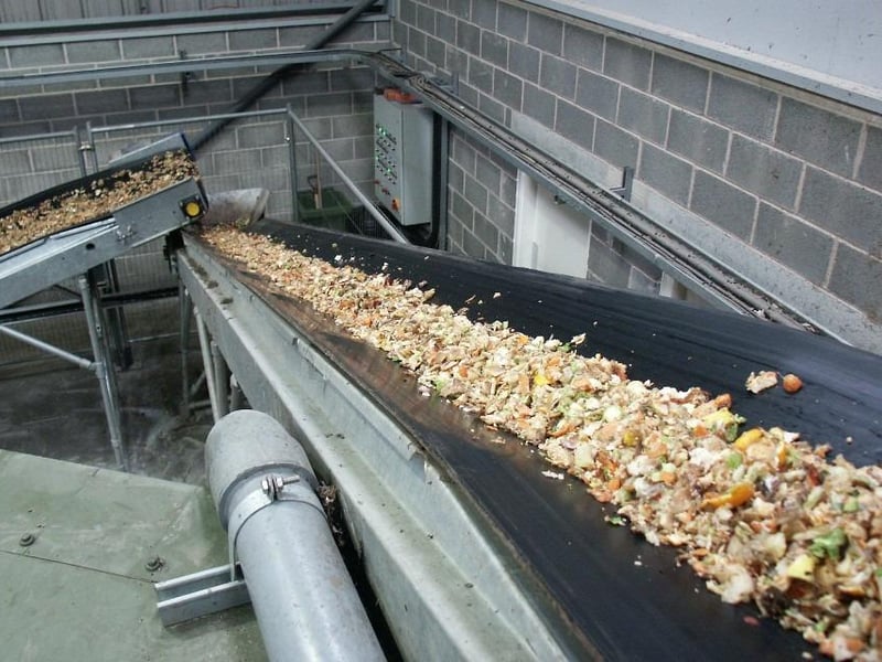 Food waste being treated at the processing plant.