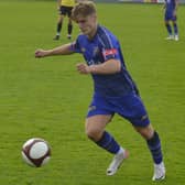 Joel Holvey in action against Guiseley. Photo: Rob Hughes.