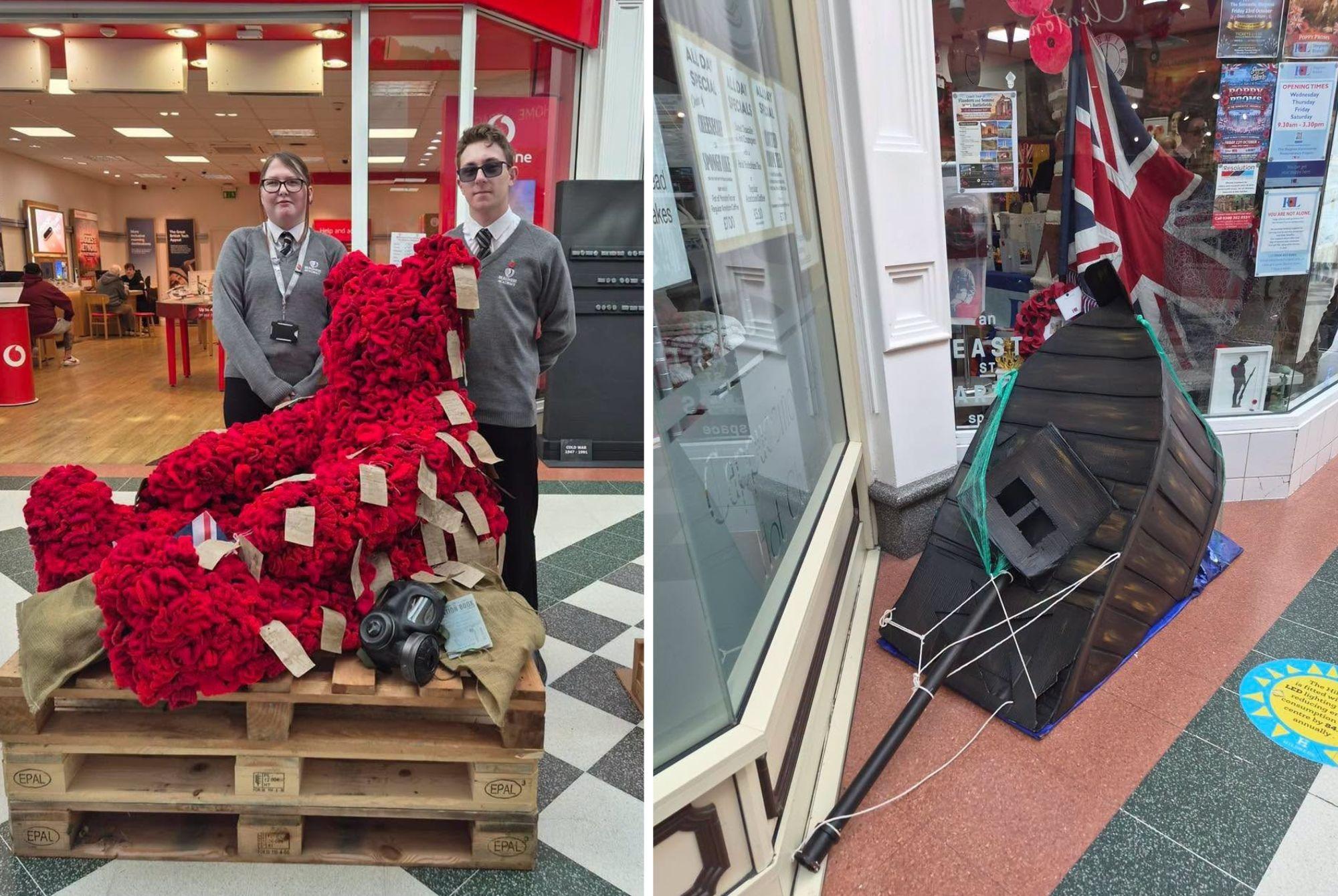 Pupils Holly Dickens and Thomas Shaw represented the school when the sculptures were delivered to the Hildreds.
