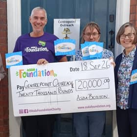 Asda Boston Community Champion Stephen Bromby with members of the Centrepoint Outreach team.