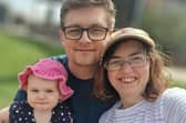 Kerry Johnson, who has been given two to three years to live, pictured with husband Jamie and two-year-old daughter Evelyn.