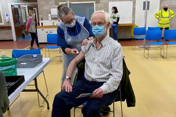 Daniel Bardsley, aged 80, getting the vaccine