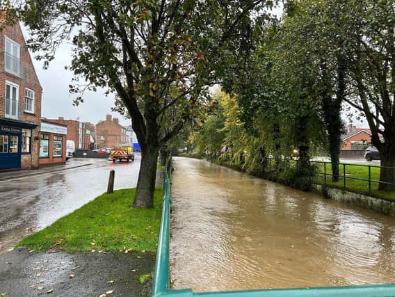 Rising water levels along Jubilee Way in Horncastle. Photos: Nigel Wass