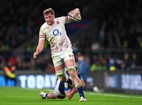 Ollie Chessum in action against Scotland on Saturday at Twickenham. Photo: Getty Images.