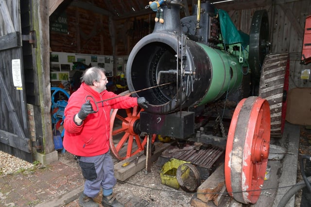 Volunteer and director, Mike Walton working on Bob,  the traction engine.
