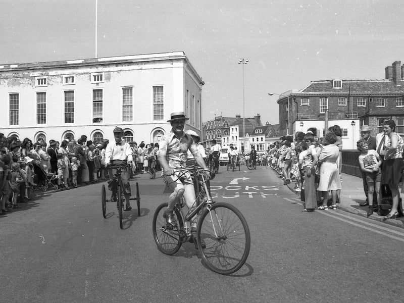 The scene on Town Bridge.