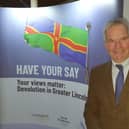 Leader of Lincolnshire County Council, Coun Martin Hill at the public information event in Sleaford.