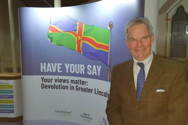 Leader of Lincolnshire County Council, Coun Martin Hill at the public information event in Sleaford.