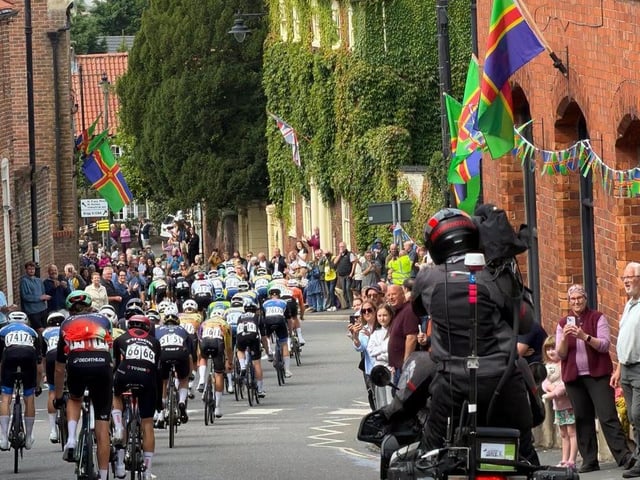 The riders stream through Caistor. Photo: LCC