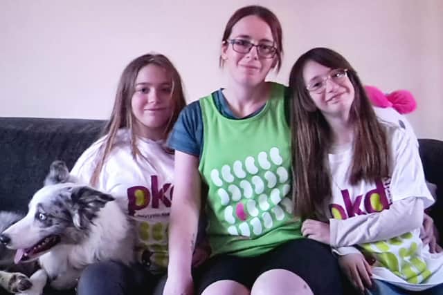 Roxie with her children who will be cheering her on.