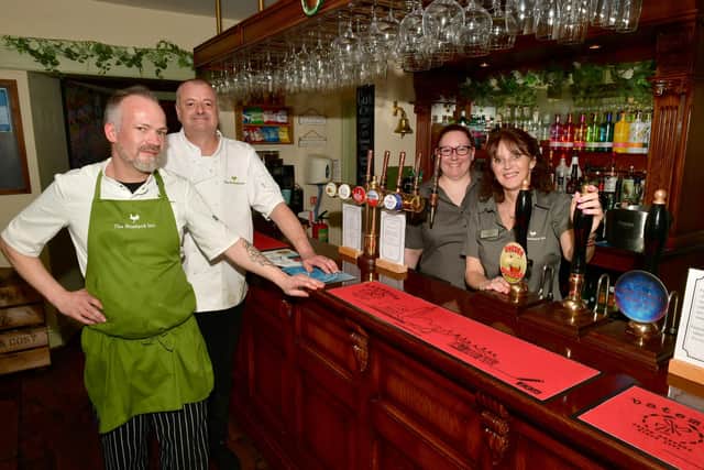 From left - Ludo Fournier - sous chef, Phil Lowe - head chef, Sarah Briggs - front of house manager, Lesley Lonsdale - owner of The Bustard Inn, South Rauceby.