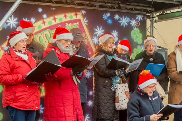 Gunby Singers entertaining at the Spilsby Christmas Extravaganza.