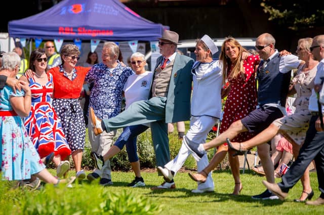Line dancing was popular at the VE/VJ 80 Picnic in the Park in Skegness.