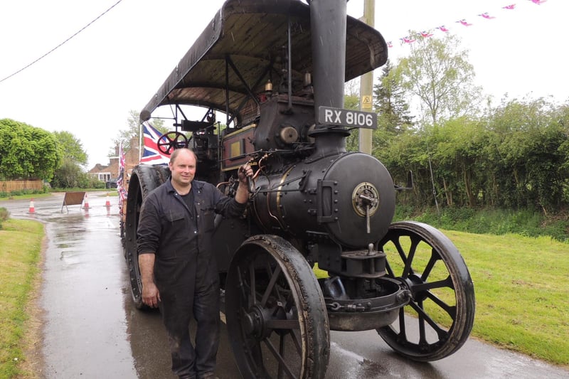 James Rickards brought Pat Allan's steam traction engine to the street party on West End at Swaton.