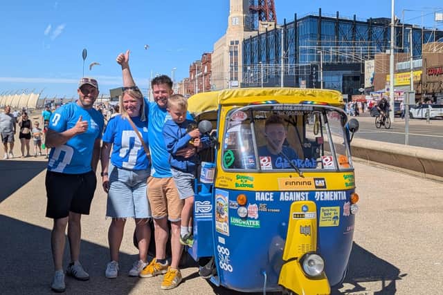 Rick, Chris and family celebrate at their Blackpool destination.