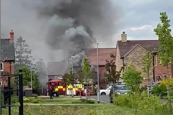 A neighbour captured this smoke billowing from the property in Wyberton yesterday (Tuesday).