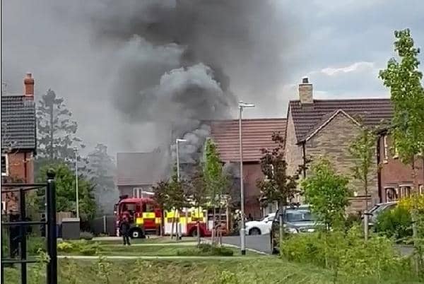 A neighbour captured this smoke billowing from the property in Wyberton yesterday (Tuesday).