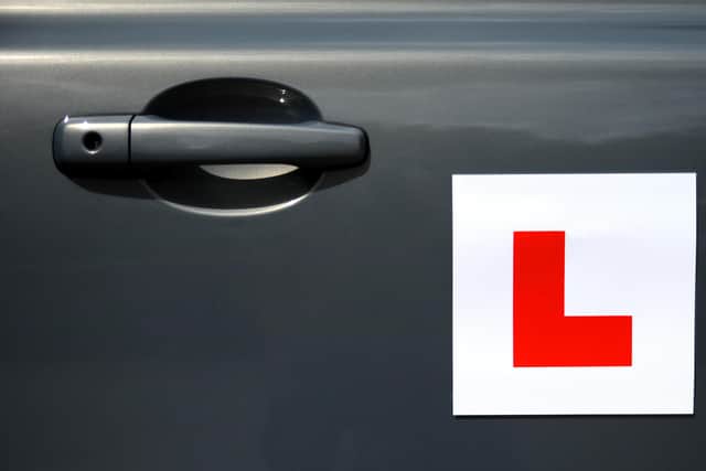 L plate on a car