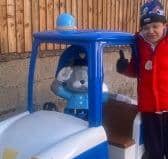 Mikko with the ride gifted by Fantasy Island.