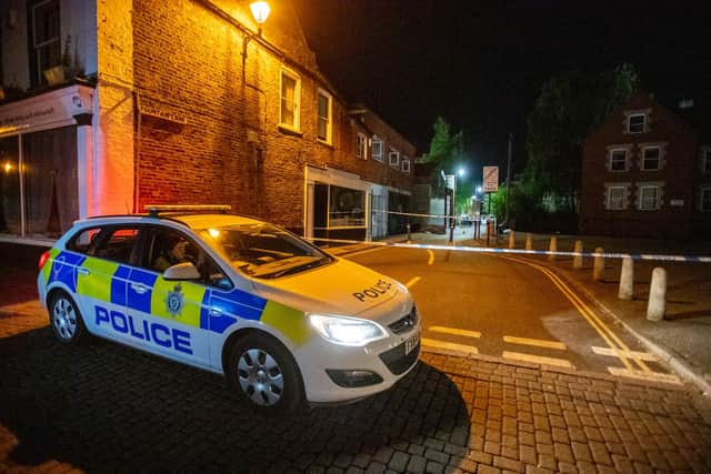 Police on the scene last night (Thursday).