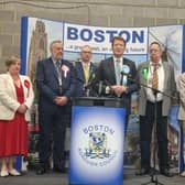 Reform's Richard Tice is declared winner of the Boston and Skegness seat.
