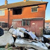 Graham Nicholls pictured outside his fire-devastated home in Sutterton today (Wednesday).