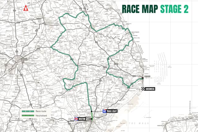 The route for the Boston-Skegness stage of the Tour of Britain. PICTURE: swpix.com