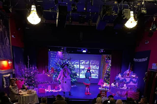 The magical theatre turns into a winter wonderland